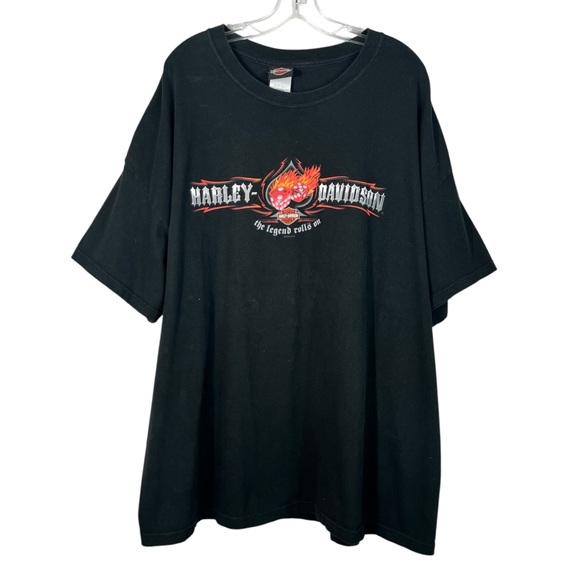 Harley-Davidson Other - Harley Davidson Vintage Y2K Dice Flame Legend Rolls On T-Shirt Florence SC Biker